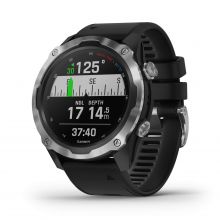 Умные часы Garmin Descent Mk2 stainless steel with silicone band Wi-Fi NFC, черный/серебристый