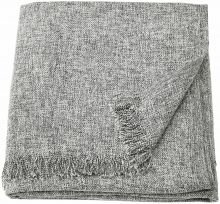 Плед IKEA INGRUN, 1.5-спальное, серый, с бахромой