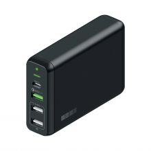 Быстрое сетевое зарядное устройство InterStep PD60W(USB-C) +QC3.0(18Вт)+ 2*USB A(15W), черный