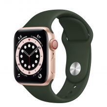 Умные часы Apple Watch Series 6 GPS + Cellular 40mm Aluminum Case with Sport Band, золотистый/темный зеленый