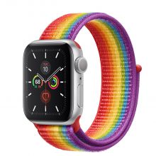 Часы Apple Watch Series 5 GPS 40mm Aluminum Case with Sport Loop Pride (Серебристый/Радужный)