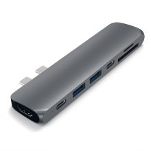 USB-C адаптер Satechi Aluminum Type-C Pro Hub Adapter для MacBook Pro 13 и 15 40Gbs Thunderbolt 3, HDMI, Pass-Through Charging, SD/Micro Card Reader, 2 USB 3.0 Ports (Space Gray)