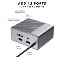 Адаптер Hyper HyperDrive Gen2 12-Port USB-C Hub for MacBook, Chromebook, and PC