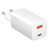 Сетевое зарядное устройство Deppa 11434, USB-C/A 65w, белое (GaN)