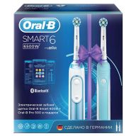Электрическая зубная щетка Oral-B Smart 6 6500W, синий/голубой