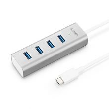 USB-C адаптер Anker для Macbook, ChromeBook Pixel 4-Port USB 3.0 (Silver)