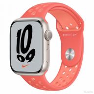 Умные часы Apple Watch Series 7 GPS 45mm Starlight Aluminium case with Nike Sport Band, Magic Ember/Crimson Bliss