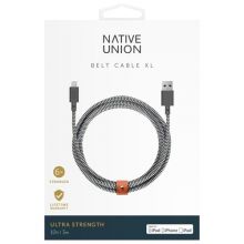 Кабель Native Union Belt XL USB - Lightning MFI 3 м (Zebra)