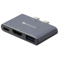 USB-концентратор Canyon 3-в-1 Thunderbolt 3 (CNS-TDS01DG), разъемов: 2, серый