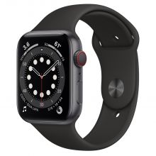 Умные часы Apple Watch Series 6 GPS + Cellular 44mm Aluminum Case with Sport Band (Серый космос/черный)