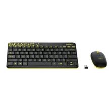 Комплект клавиатура + мышь Logitech MK240 Nano, black/yellow