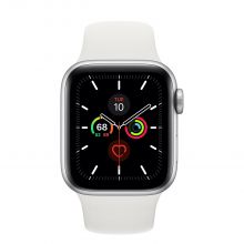 Часы Apple Watch Series 5 GPS + Cellular 44mm Aluminum Case with Sport Band (Серебристый /Белый)