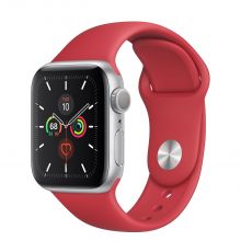 Часы Apple Watch Series 5 GPS 40mm Aluminum Case with Sport Band (Серебристый/Красный)