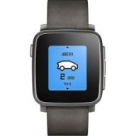 Pebble Time Steel Leather Band (Black) - умные часы