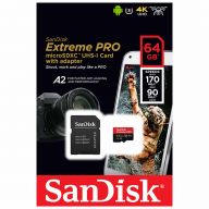 Карта памяти SanDisk Extreme Pro microSDXC Class 10 UHS Class 3 V30 A2 170MB/s 64GB + SD adapter