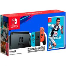 Игровая приставка Nintendo Switch (Neon Red/Neon Blue) + FIFA 2019