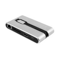 USB-концентратор Rombica Type-C Hermes Black, USB 3.0 x 3, Type-C PD, HDMI, LAN, картридер, алюминий, черный