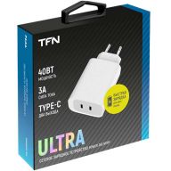 Сетевое зарядное устройство TFN x2 USB-C PD 40W, белый (TFN-WCRPD05)