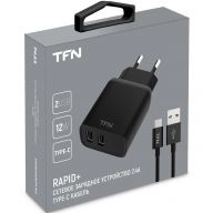 Сетевое зарядное устройство TFN x2 USB-A RAPID+ 12W, черный (TFN-WCRPD12W2U03)