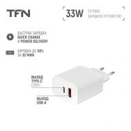 Сетевое зарядное устройство TFN x1 USB-C/x1 USB-A PD 33W, белый (TFN-WCRPD24)